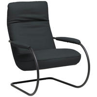 SESSEL in Echtleder Grau  - Schwarz/Grau, Design, Leder/Metall (80/104/99cm) - Koinor