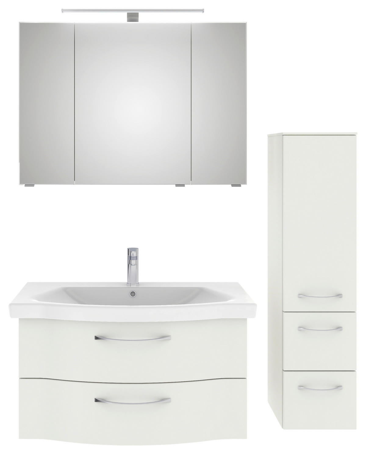 BADEZIMMER 4-teilig  in 128 cm  - Chromfarben/Weiß Hochglanz, KONVENTIONELL, Glas/Keramik (128cm) - Pelipal