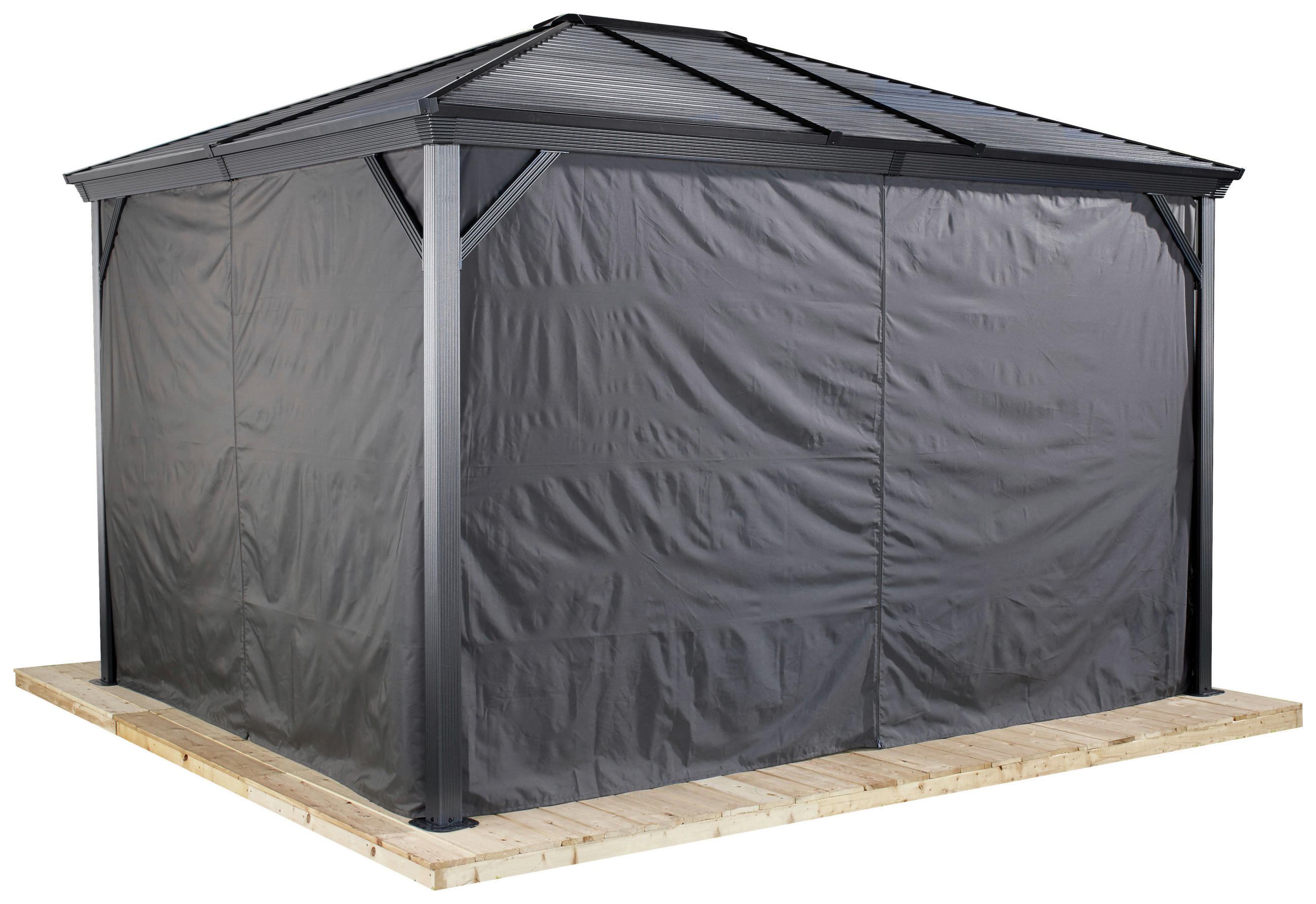 PAVILLON-SEITENTEIL   - Dunkelgrau, Basics, Textil