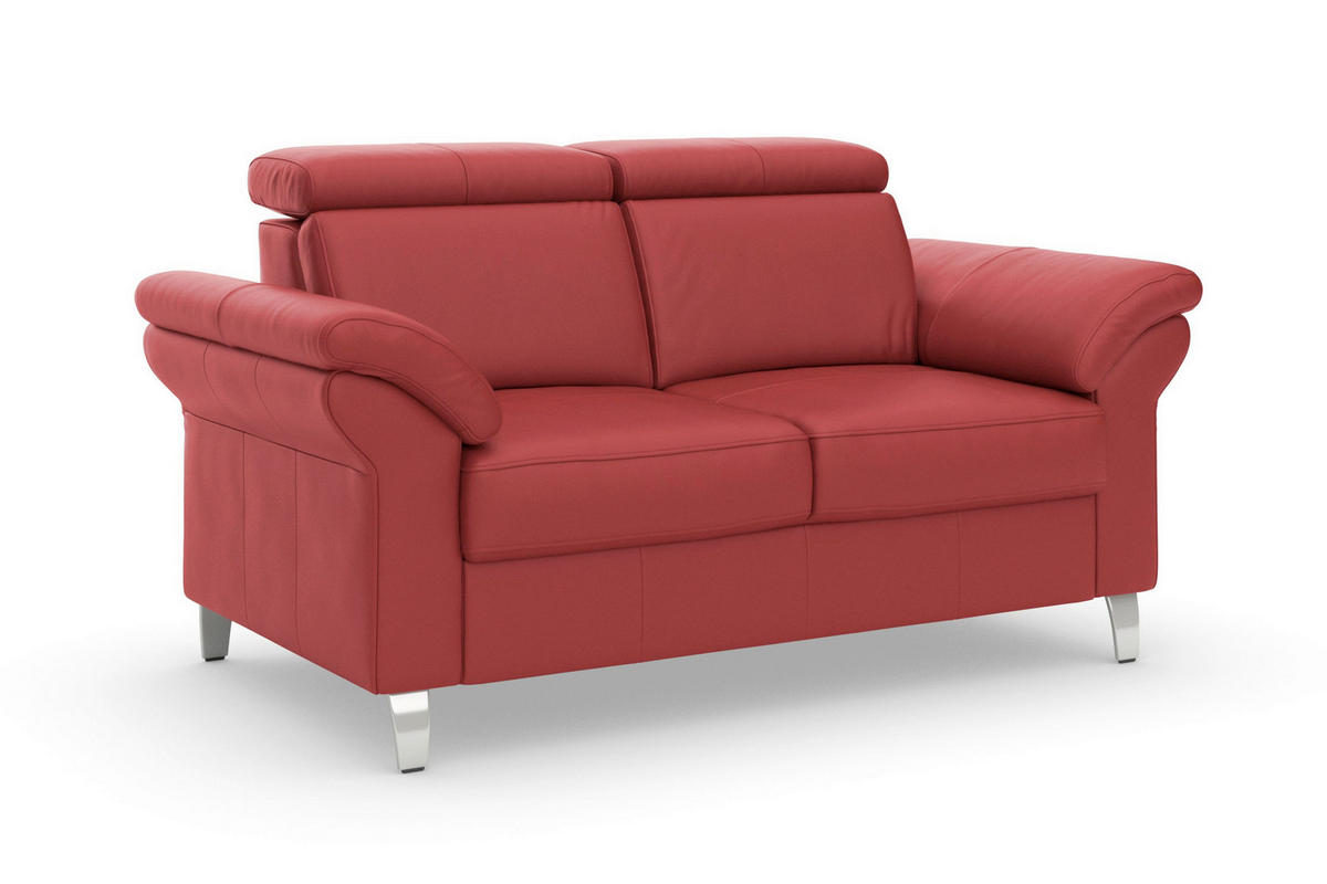 2-SITZER-SOFA ARNGAST E Rot Echtleder  - Chromfarben/Rot, Basics, Leder/Textil (156/84/93cm) - Sit & More