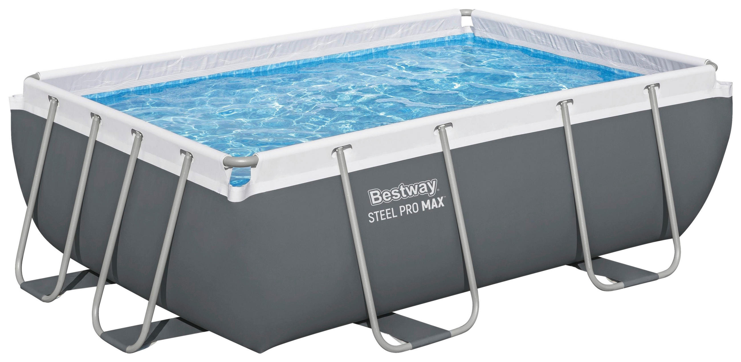 POOL-SET STEEL PRO MAX 56629 282/196/84 cm  - Blau/Grau, KONVENTIONELL, Kunststoff/Metall (282/196/84cm) - Bestway