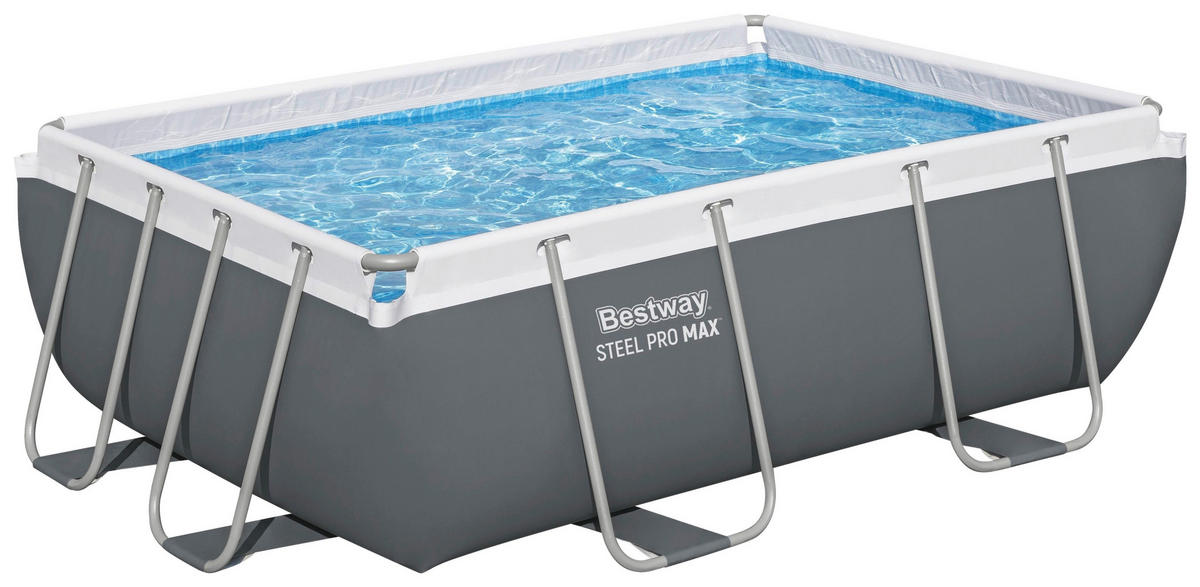 POOL-SET STEEL PRO MAX 56629 282/196/84 cm  - Blau/Grau, KONVENTIONELL, Kunststoff/Metall (282/196/84cm) - Bestway