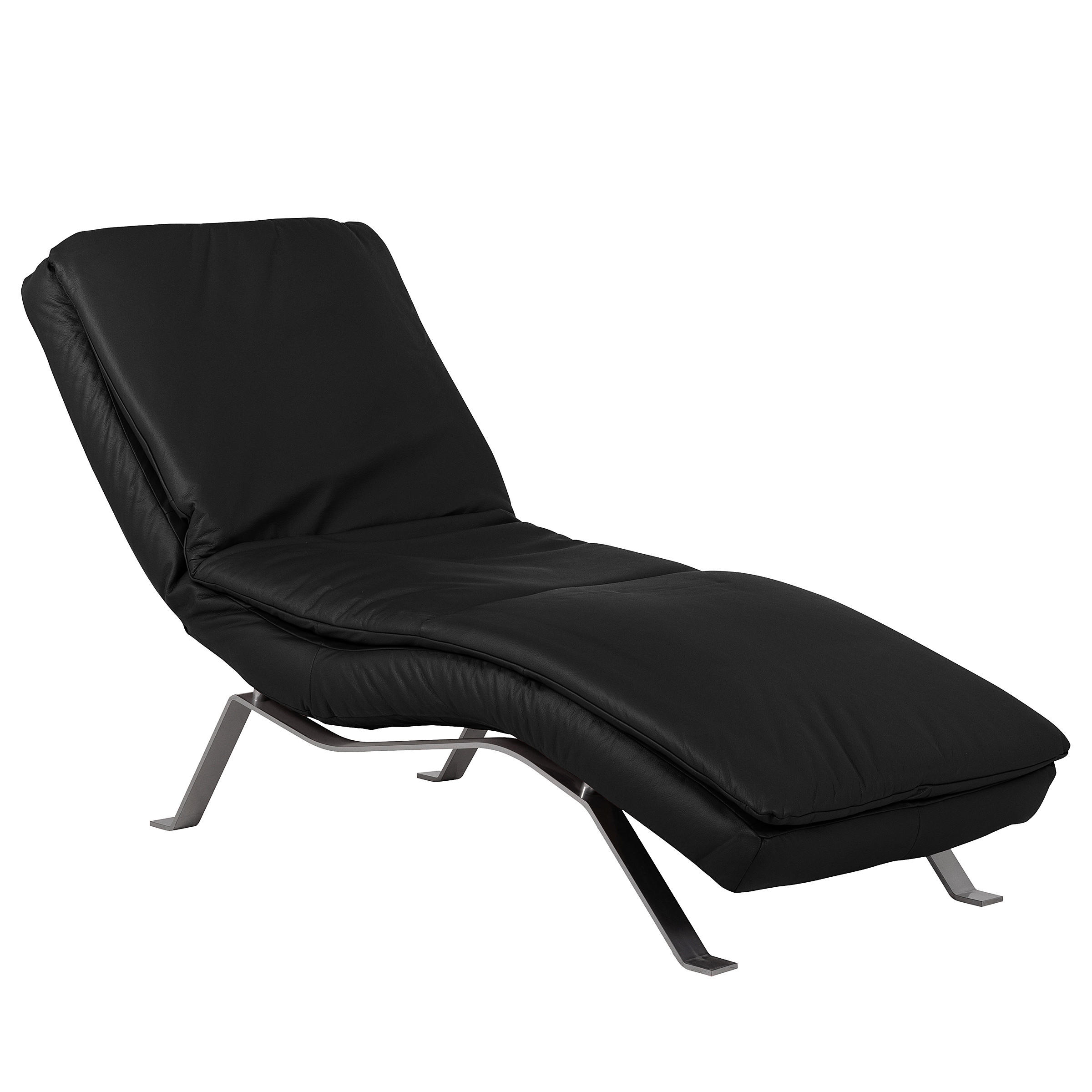 RELAXLIEGE in Echtleder Schwarz  - Silberfarben/Schwarz, Design, Leder/Metall (65/95/171cm) - Celina Home