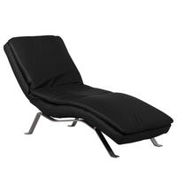 RELAXLIEGE in Echtleder Schwarz  - Silberfarben/Schwarz, Design, Leder/Metall (65/95/171cm) - Celina Home