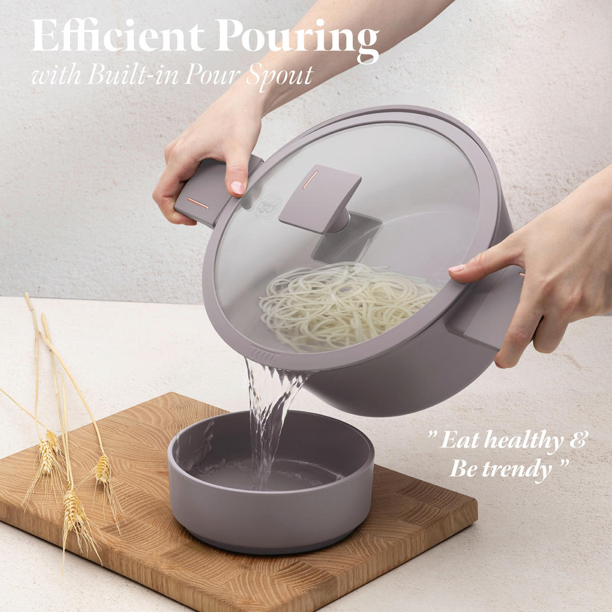 HÚSOSFŐZŐEDÉNY  - bézs, Basics, műanyag/Üveg (28cm)