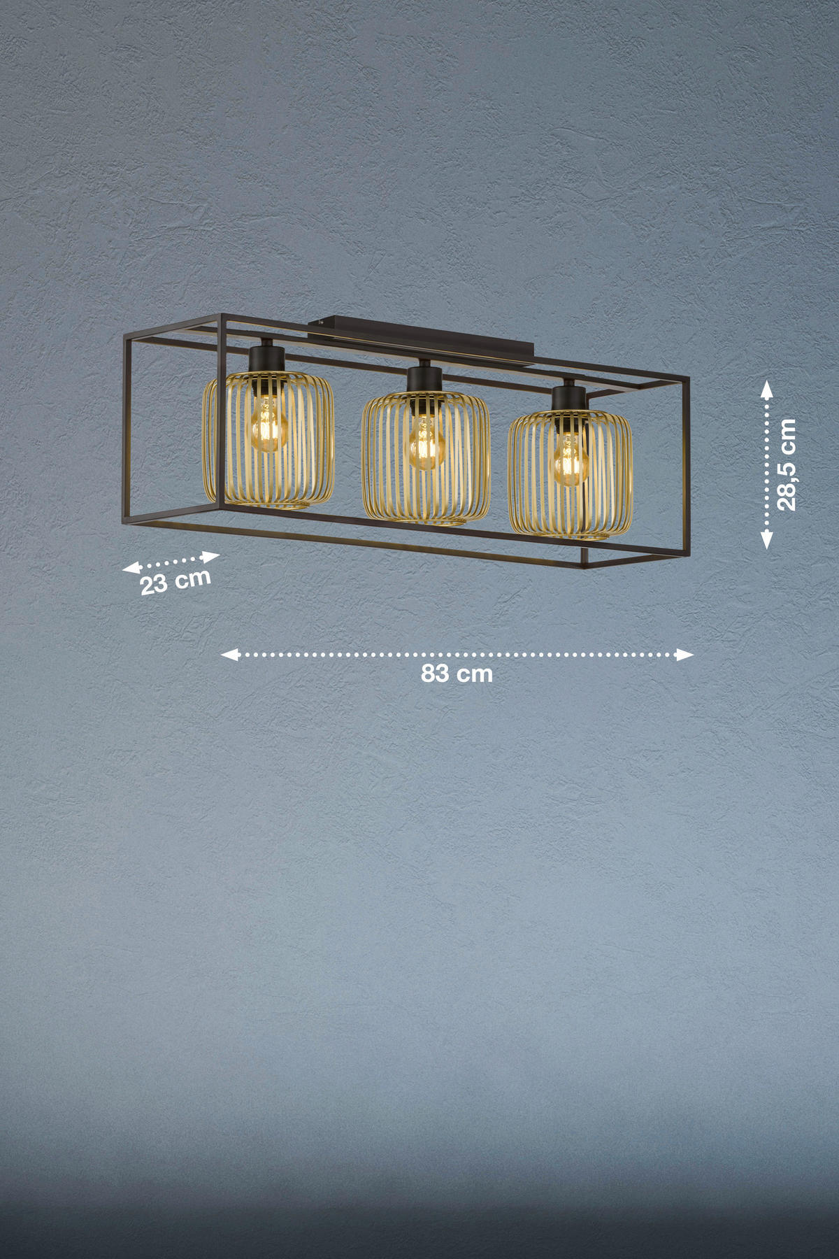 DECKENLEUCHTE    83/23/28,5 cm  - Goldfarben/Schwarz, Konventionell, Metall (83/23/28,5cm) - Fischer & Honsel
