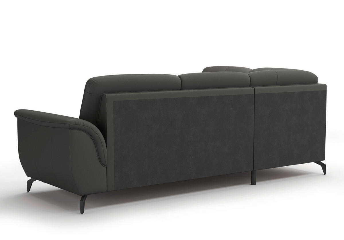ECKSOFA in Vliesstoff Kombination Echtleder/Stoff Anthrazit  212/244 cm  - Anthrazit/Schwarz, MODERN, Leder/Textil (212/244cm) - Sit & More