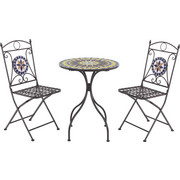 BALKONSET 3-teilig - Dunkelbraun/Multicolor, LIFESTYLE, Metall (60/37/75/93/60/35cm) - Ambia Garden