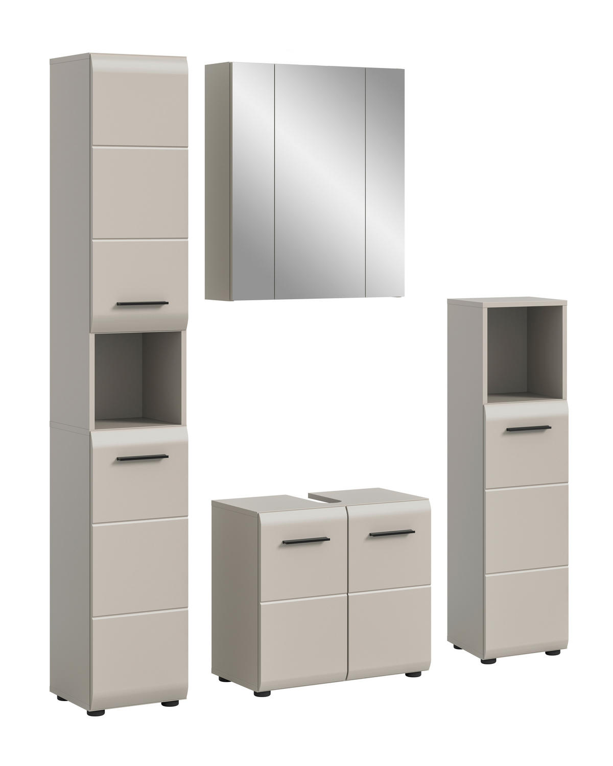 BADEZIMMER 4-teilig 120 cm  - Kaschmir/Schwarz, Trend, Glas/Holzwerkstoff (120cm) - MID.YOU