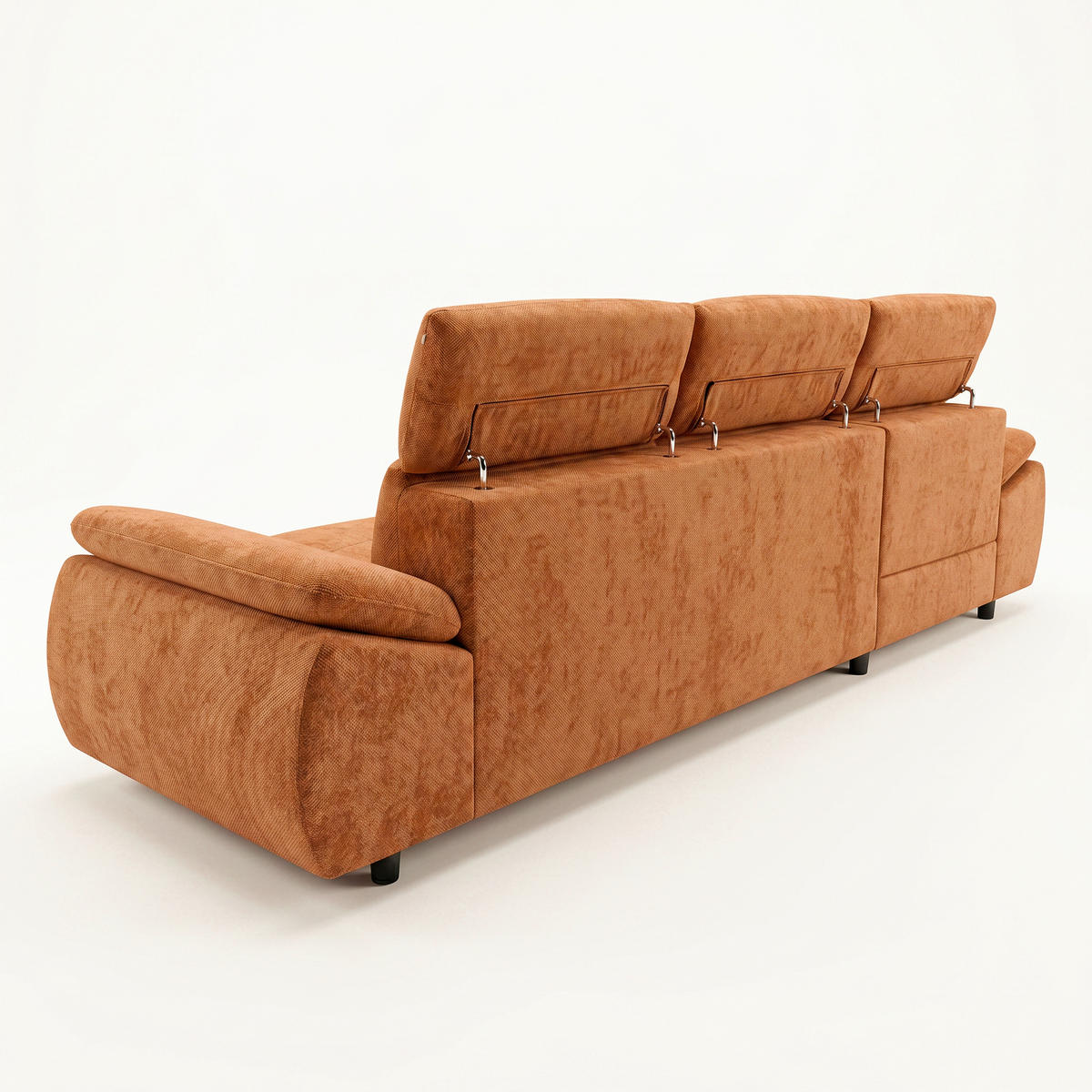 ECKSOFA TAOS Rostfarben Struktur Bettkasten, Kopfstütze  - Rostfarben/Schwarz, Basics, Holz/Textil (281/166cm) - MID.YOU