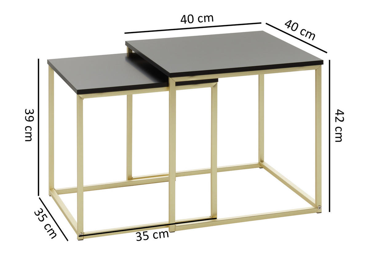 SATZTISCH in Holzwerkstoff 40/40/42 cm  - Goldfarben/Schwarz, Design, Holzwerkstoff/Metall (40/40/42cm) - MID.YOU
