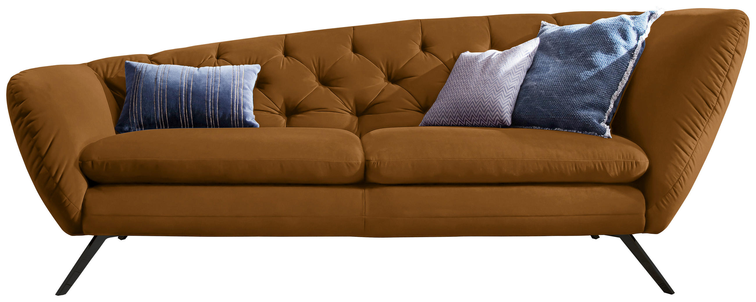 CHESTERFIELD-SOFA  in Mikrofaser Gelb, Orange, Schwarz  - Gelb/Schwarz, Design, Textil/Metall (223/84/90cm) - Pure Home Lifestyle