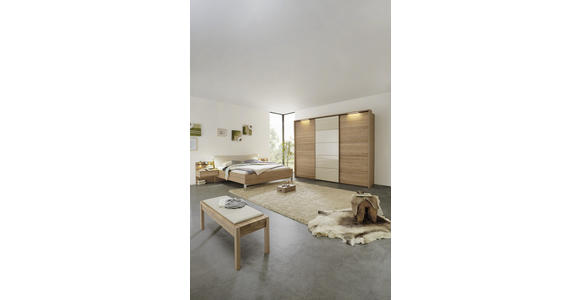 SCHLAFZIMMER in Eichefarben, Champagner - Champagner/Eichefarben, Design, Glas/Holz (180cm) - Dieter Knoll