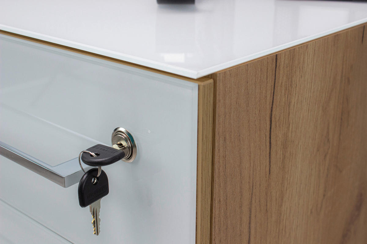 ROLLCONTAINER 40/55/50 cm  - Chromfarben/Weiss, Modern, Glas/Holzwerkstoff (40/55/50cm) - Germania