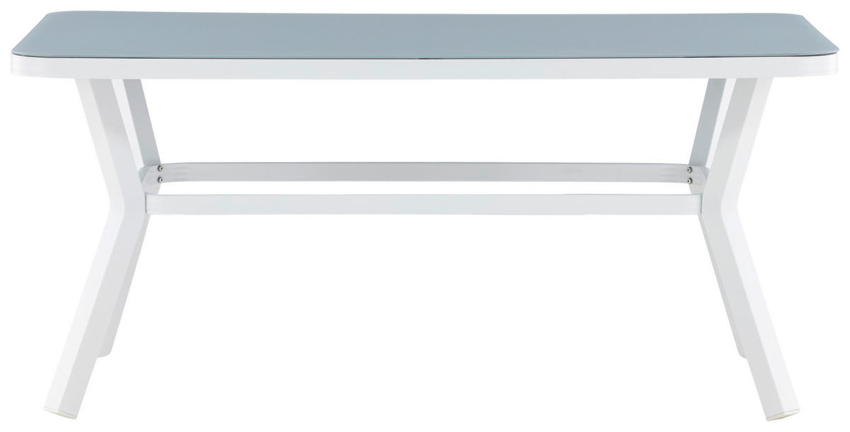 GARTENTISCH 160/90/74 cm Metall, Glas rechteckig  - Weiß/Grau, KONVENTIONELL, Glas/Metall (160/90/74cm) - Gardenson
