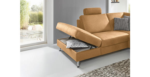 ECKSOFA in Mikrofaser Honig 242/275 cm - Alufarben/Honig, Design, Textil/Metall (242/275cm) - Dieter Knoll