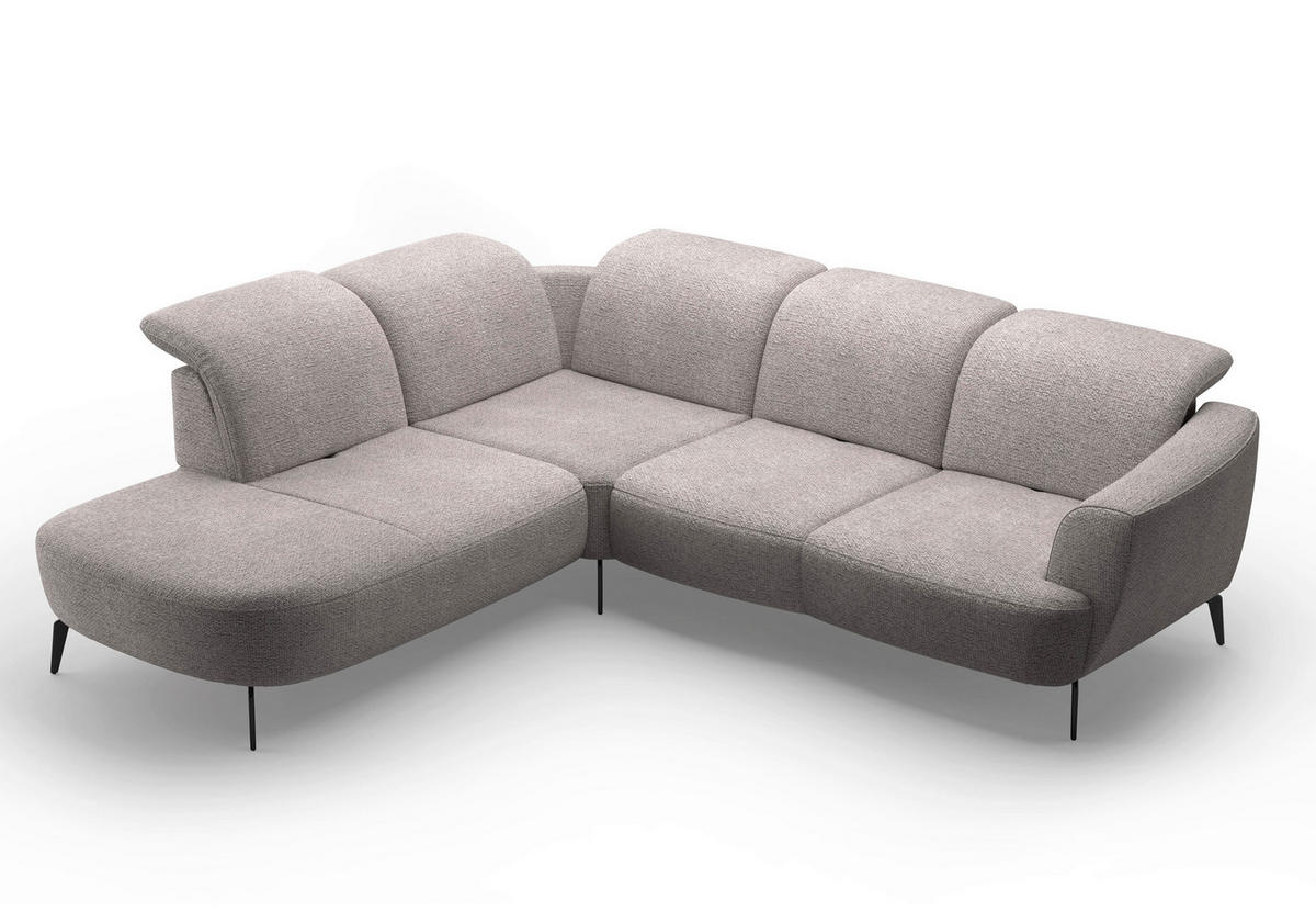 ECKSOFA in Chenille Silberfarben  267/300 cm  - Silberfarben/Schwarz, KONVENTIONELL, Textil/Metall (267/300cm) - Sit & More
