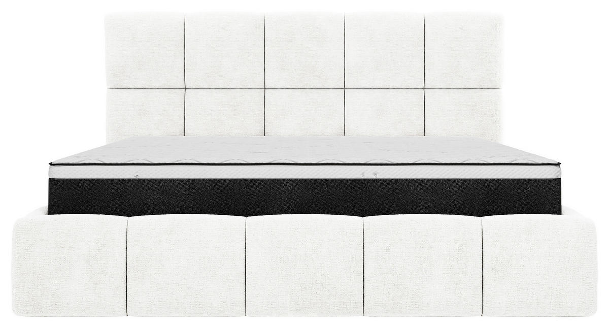 POLSTERBETT 180/200 cm,  in Naturfarben, gepolstertes Kopfteil, Lattenrost, Bettkasten,  - Schwarz/Naturfarben, MODERN, Holz/Holzwerkstoff (180/200cm) - MID.YOU