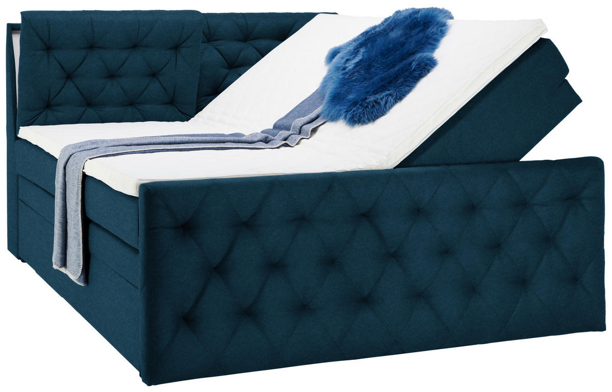 BOXSPRINGBETT 180/200 cm  in Dunkelblau  - Schwarz/Dunkelblau, Konventionell, Kunststoff/Textil (180/200cm) - Carryhome