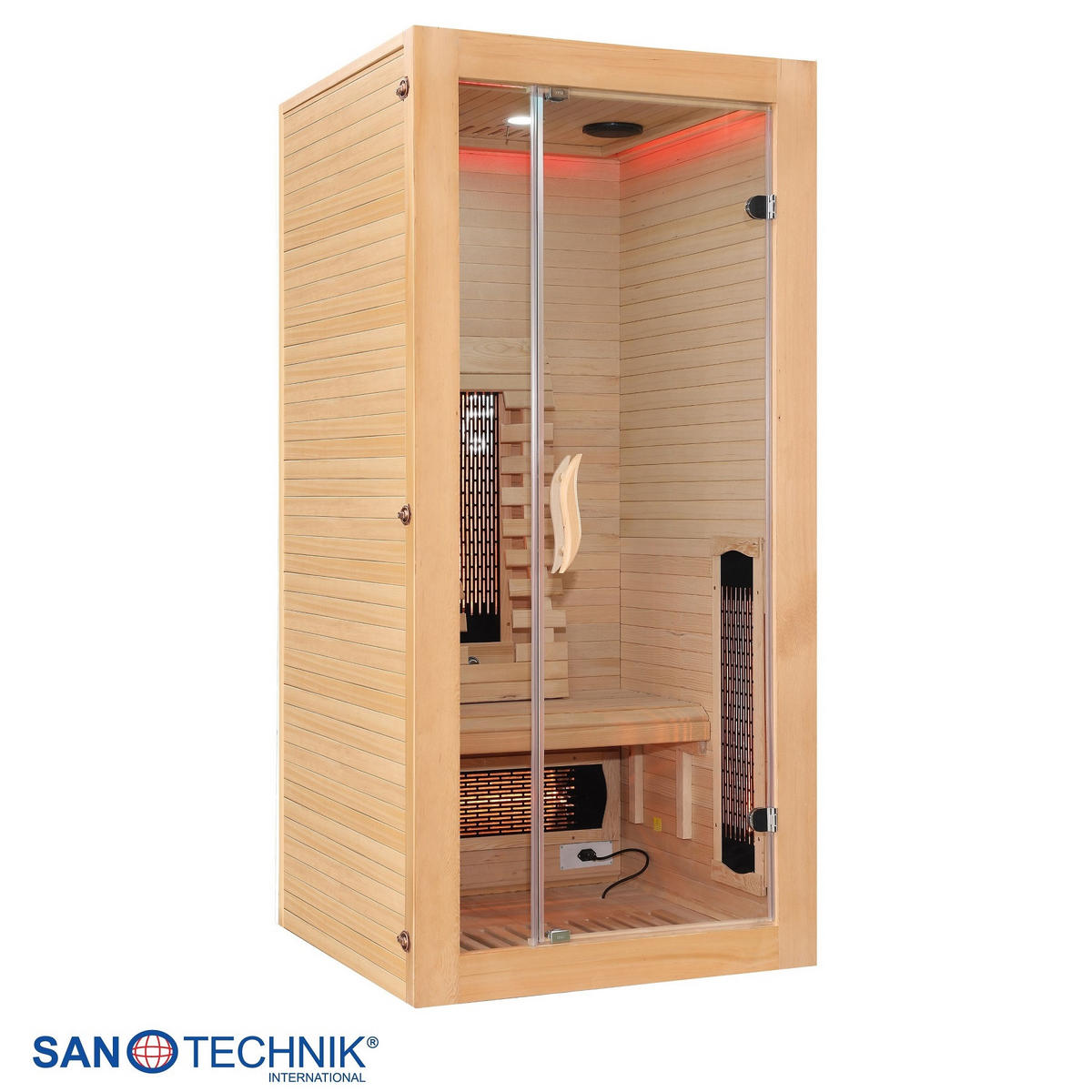 INFRAROTKABINE für 1 Personen  - Naturfarben, Basics, Glas/Holz (90/190/90cm) - Sanotechnik