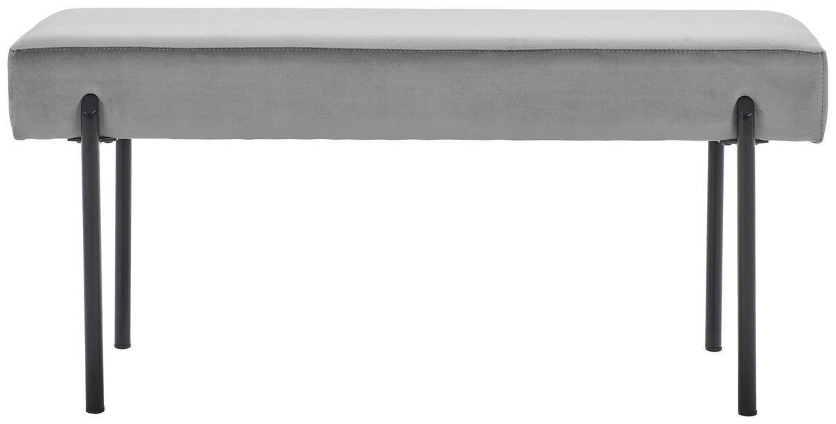 HOCKERBANK 100/45/35 cm Samt Grau, Schwarz  - Schwarz/Grau, MODERN, Textil/Metall (100/45/35cm) - Novel