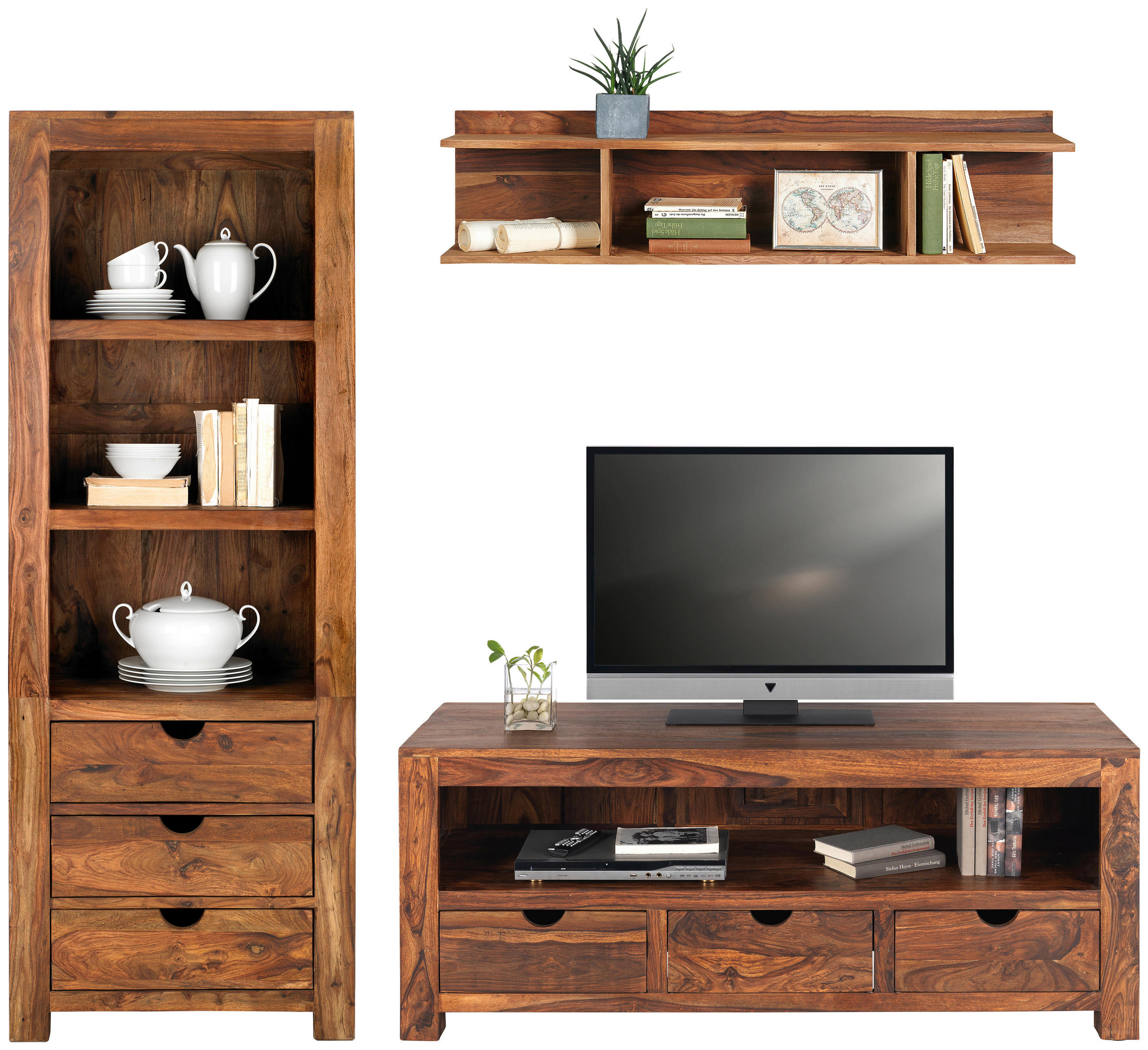 TV DIEL, indický palisander, farba indického palisandra, 150/60/55 cm - farba indického palisandra, Lifestyle, drevo (150/60/55cm) - Landscape