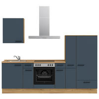 KÜCHENLEERBLOCK 270 cm   in Blau, Eichefarben  - Blau/Eichefarben, MODERN, Holzwerkstoff/Metall (270cm) - Nobilia