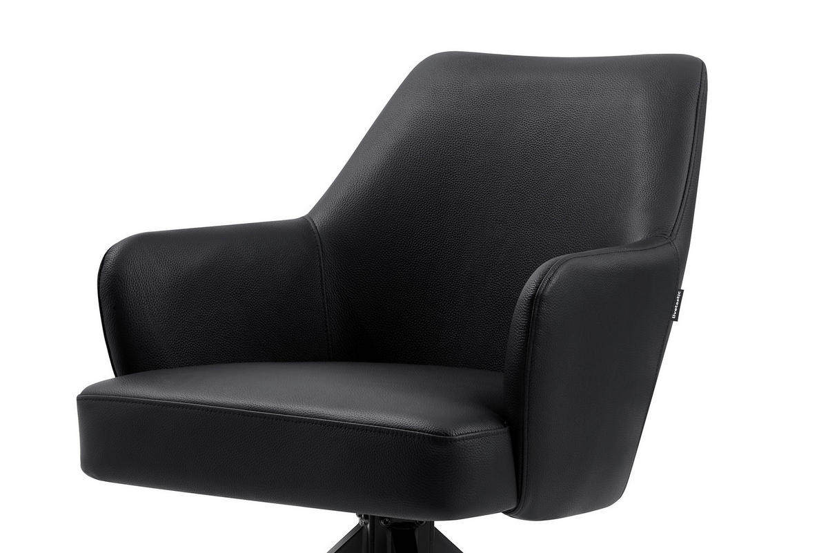 STOLICA S NASLONOM ZA RUKE  crna  drvo, metal, koža      - crna, Moderno, koža/drvo (57,5/83,5/63cm) - Livetastic