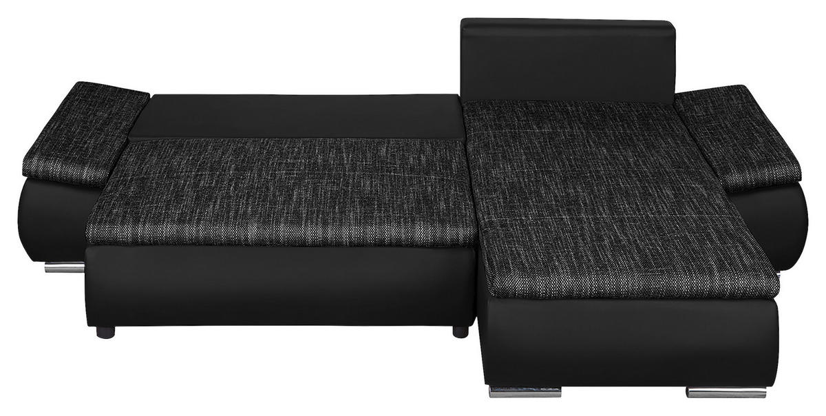 ECKSOFA Schwarz Textilgeflecht  - Chromfarben/Schwarz, Design, Textil (266/175cm) - Livetastic