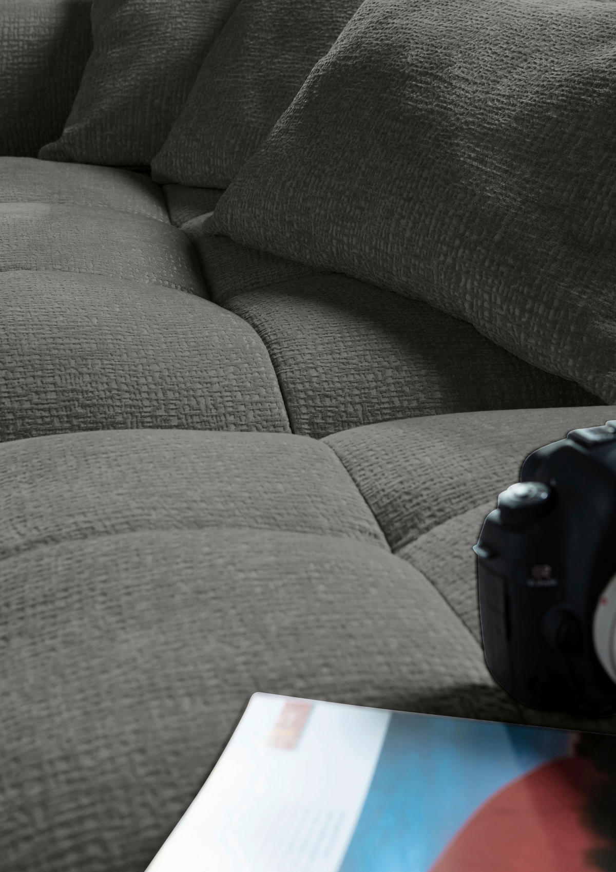 ECKSOFA in Flachgewebe Schwarz  170/280 cm  - Schwarz, KONVENTIONELL, Kunststoff/Textil (170/280cm) - Carryhome