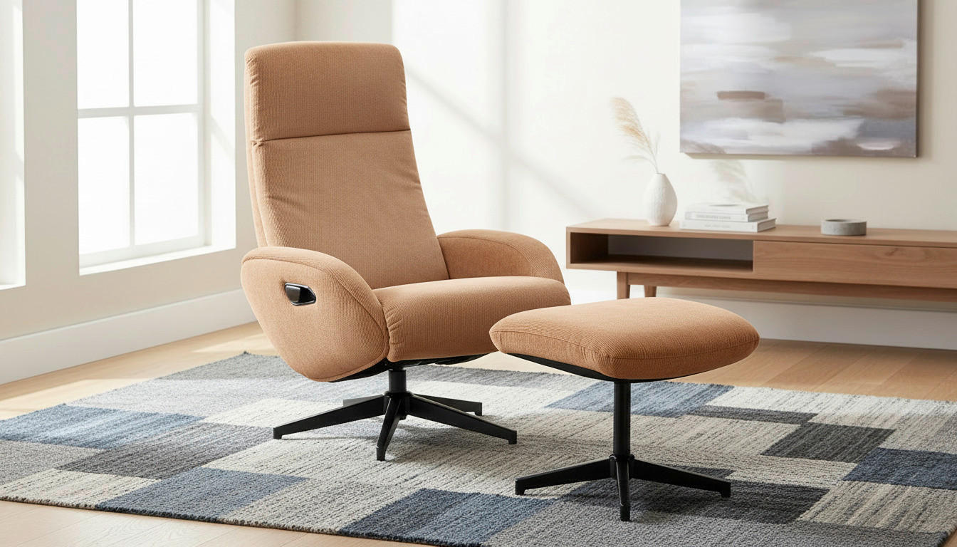 RELAXSESSELSET BASTY Webstoff Hocker    - Rostfarben/Schwarz, Design, Textil/Metall (75/107/77cm) - Livetastic