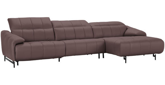 ECKSOFA in Echtleder Altrosa 313/165 cm - Beige/Schwarz, Design, Leder/Metall (313/165cm) - Emilio Belluti