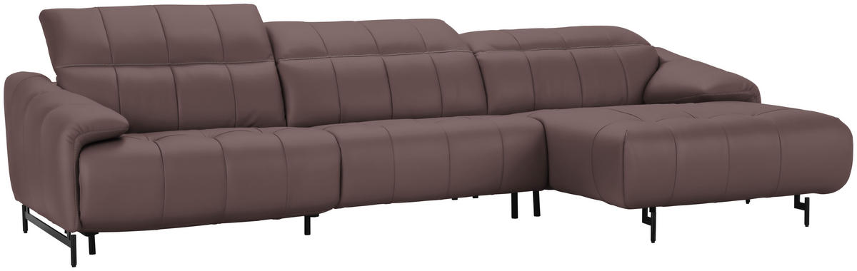 ECKSOFA  in Echtleder Altrosa  313/165 cm  - Beige/Schwarz, Design, Leder/Metall (313/165cm) - Belluti