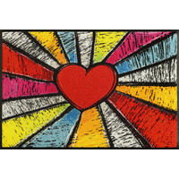 FUSSMATTE  50/75 cm  Rot  Herz  - Rot, Trend, Kunststoff/Textil (50/75cm) - wash+dry