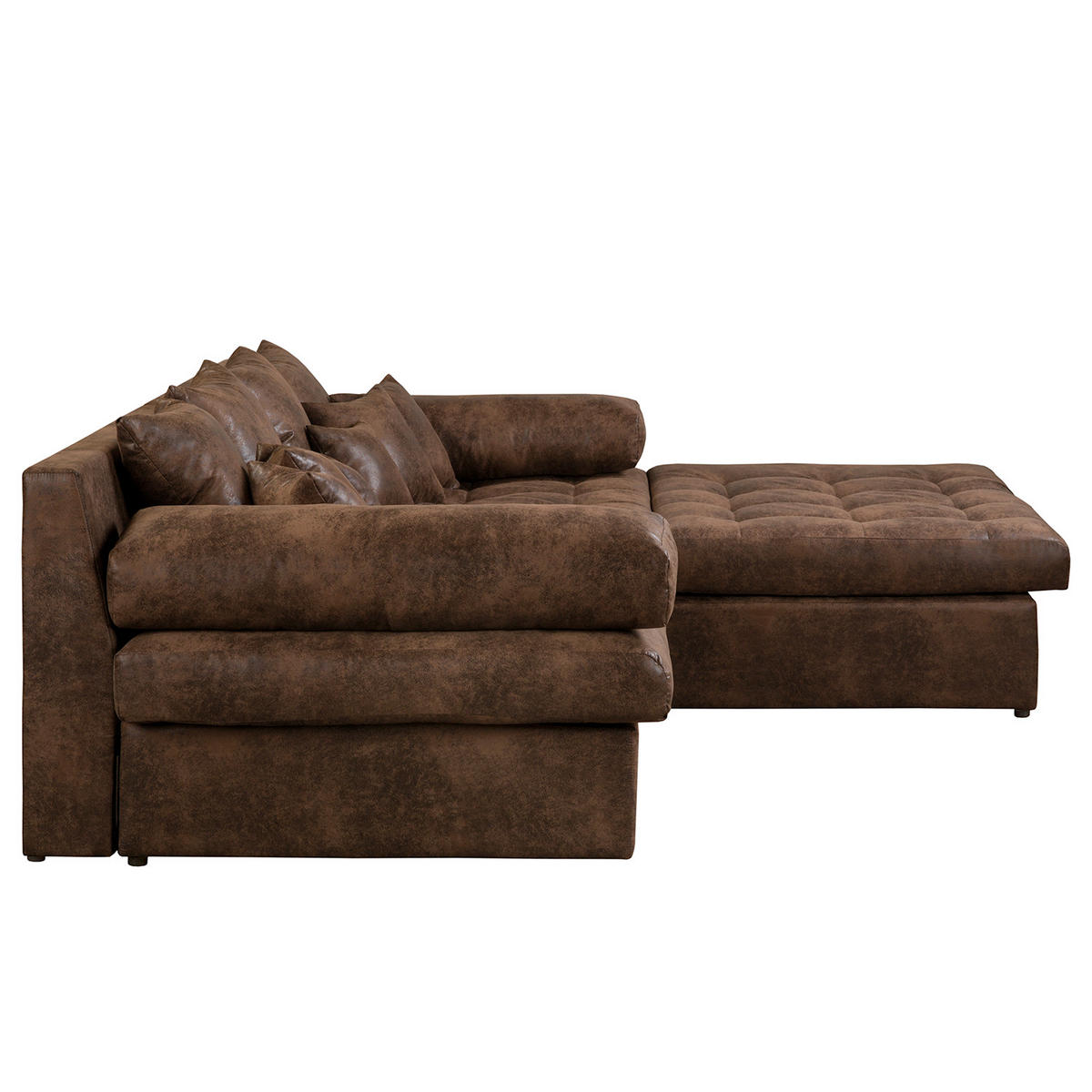 ECKSOFA Naomi in Lederlook Dunkelbraun Rückenkissen  284/243 cm  - Dunkelbraun/Schwarz, Design, Kunststoff/Textil (284/243cm) - P & B