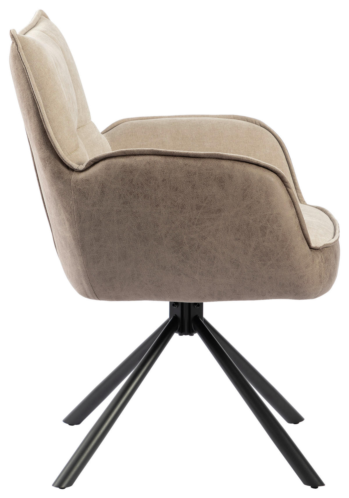 ARMLEHNSTUHL  Sitzfläche 180° drehbar Webstoff  Braun, Schwarz, Beige  - Beige/Schwarz, MODERN, Textil/Metall (60/87/63cm) - MID.YOU