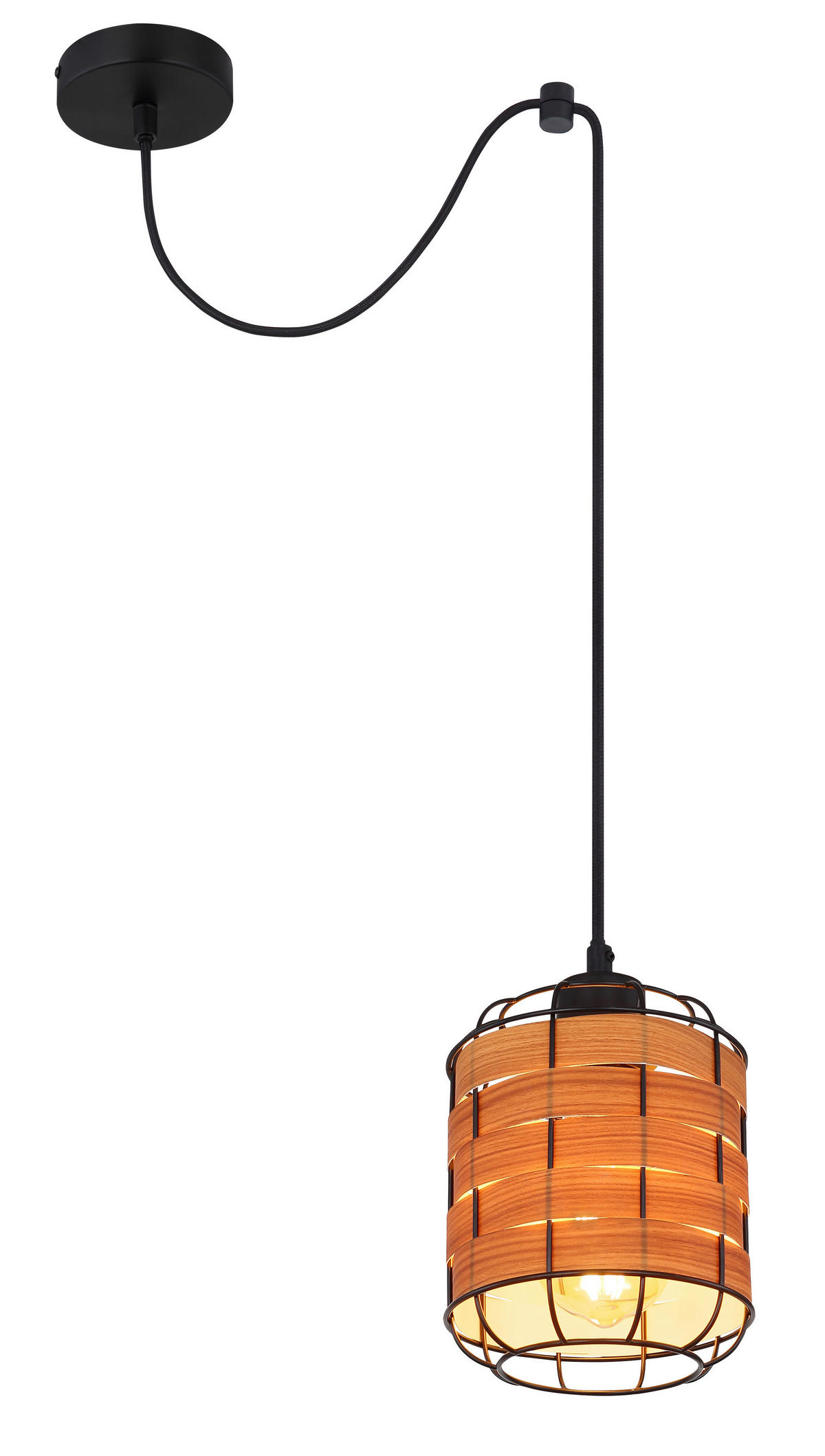 VISEČA SVETILKA        15/200 cm      E27 - črna/rjava, Konvencionalno, kovina/umetna masa (15/200cm) - Globo