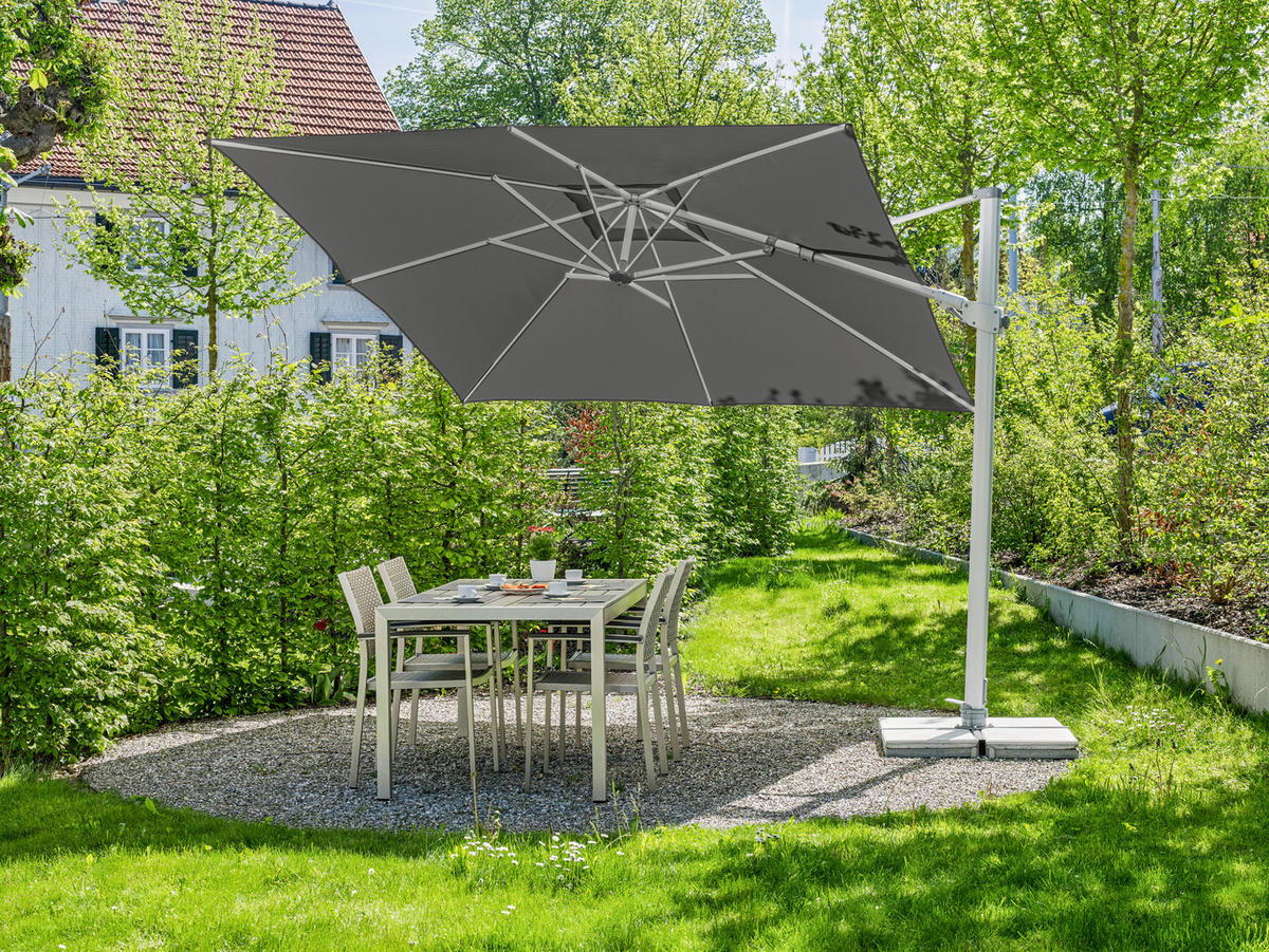 AMPELSCHIRM 300x300 cm Grau  - Silberfarben/Grau, KONVENTIONELL, Textil/Metall (300/300cm) - Suncomfort by Glatz