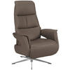 RELAXFÅTÖLJ i läder gråbrun  - gråbrun/kromfärg, Design, metall/läder (74/108/86cm) - Livetastic