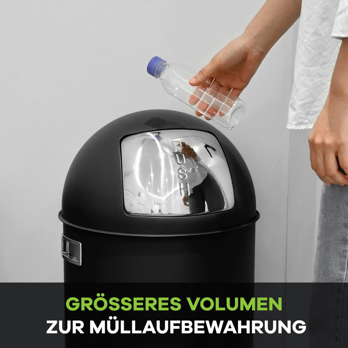 ABFALLEIMER 50 L  - Schwarz, KONVENTIONELL, Metall (34/74cm) - P & B
