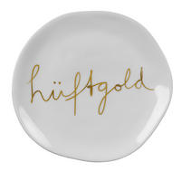 KUCHENTELLER 14 cm  - Weiss/Goldfarben, Basics, Keramik (14cm) - Räder