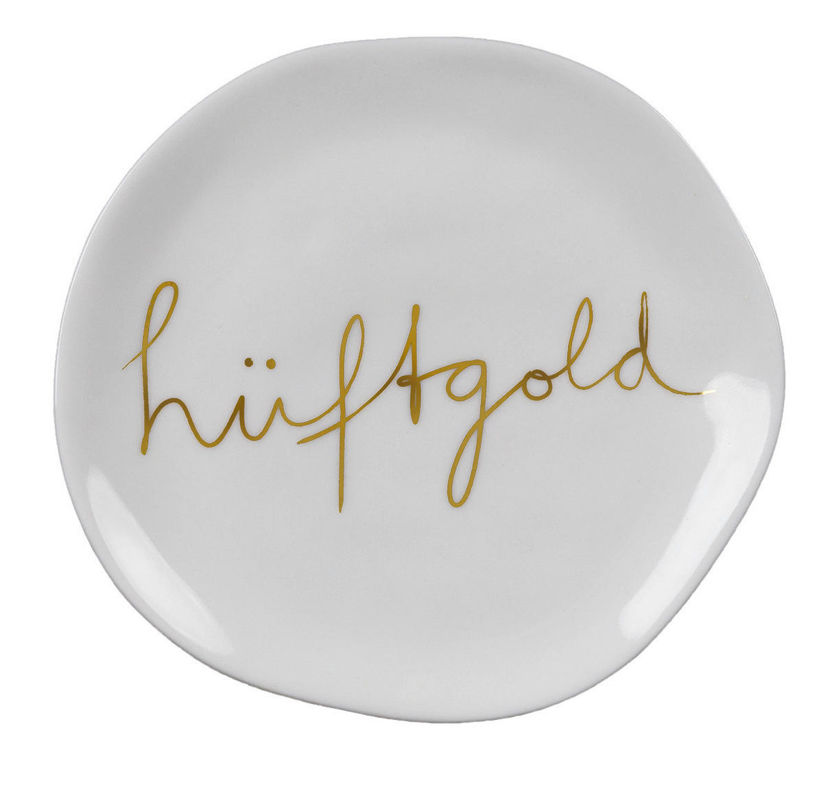 KUCHENTELLER 14 cm  - Weiss/Goldfarben, Basics, Keramik (14cm) - Räder