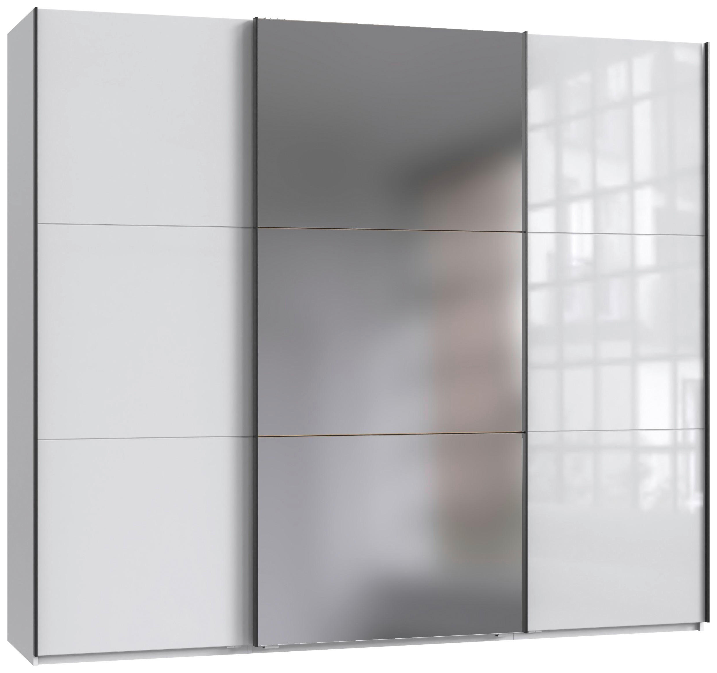 SCHWEBETÜRENSCHRANK  in Weiß  - Schwarz/Weiß, KONVENTIONELL, Glas/Holzwerkstoff (250/216/65cm) - Stylife