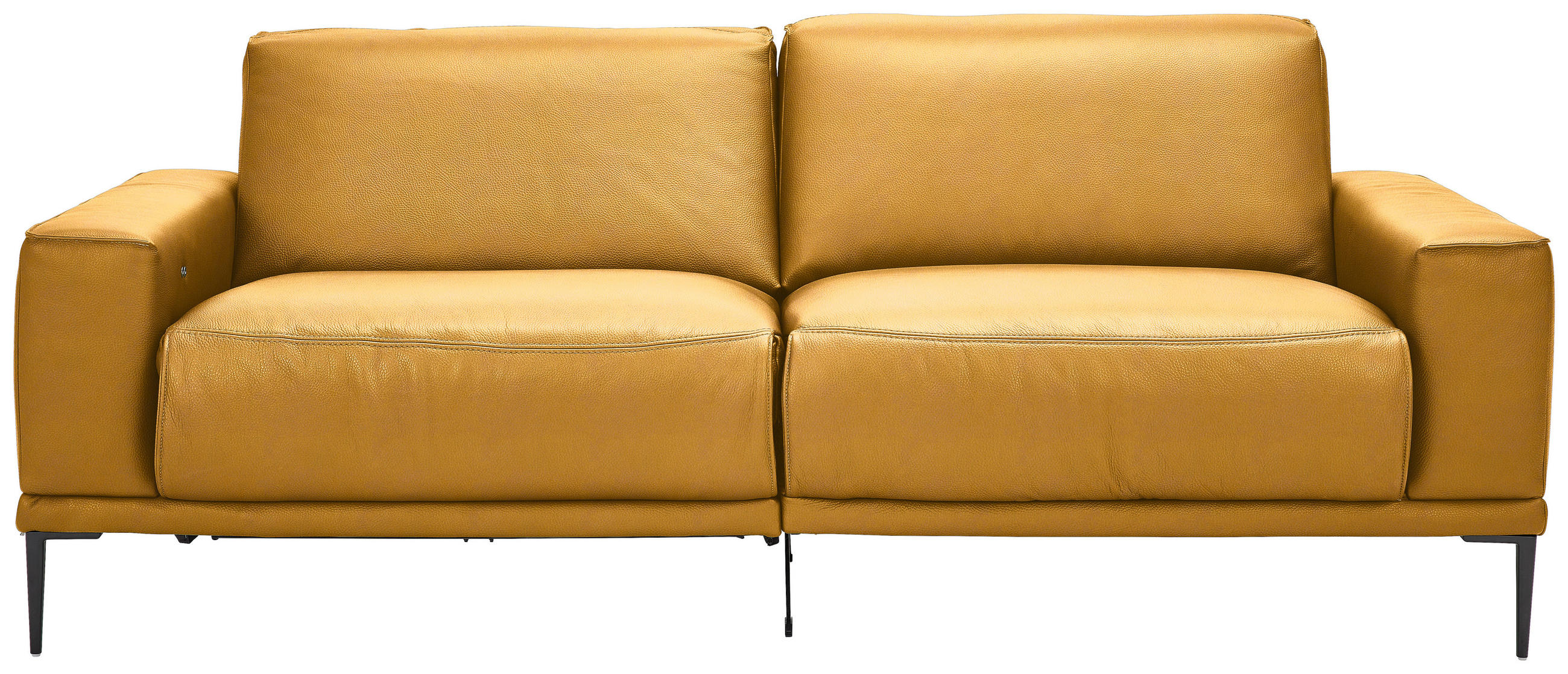 2,5-SITZER in Leder Currygelb  - Currygelb/Schwarz, Design, Leder/Metall (200/102/92cm) - Johann Jakob