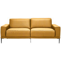 2,5-SITZER in Echtleder Currygelb  - Currygelb/Schwarz, Design, Leder/Metall (200/102/92cm) - Johann Jakob
