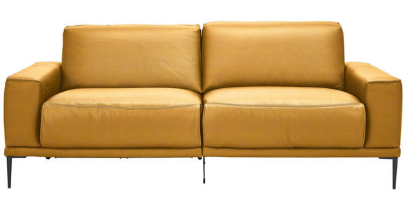2,5-SITZER in Leder Currygelb - Currygelb/Schwarz, Design, Leder/Metall (200/102/92cm) - Johann Jakob