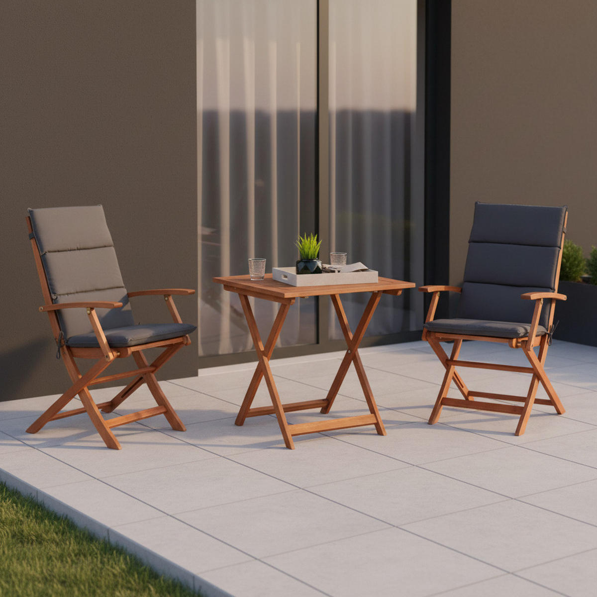 SET ZA BALKON  les, tekstil    rjava rjava, siva    - siva/rjava, Konvencionalno, tekstil/les - Gardenson