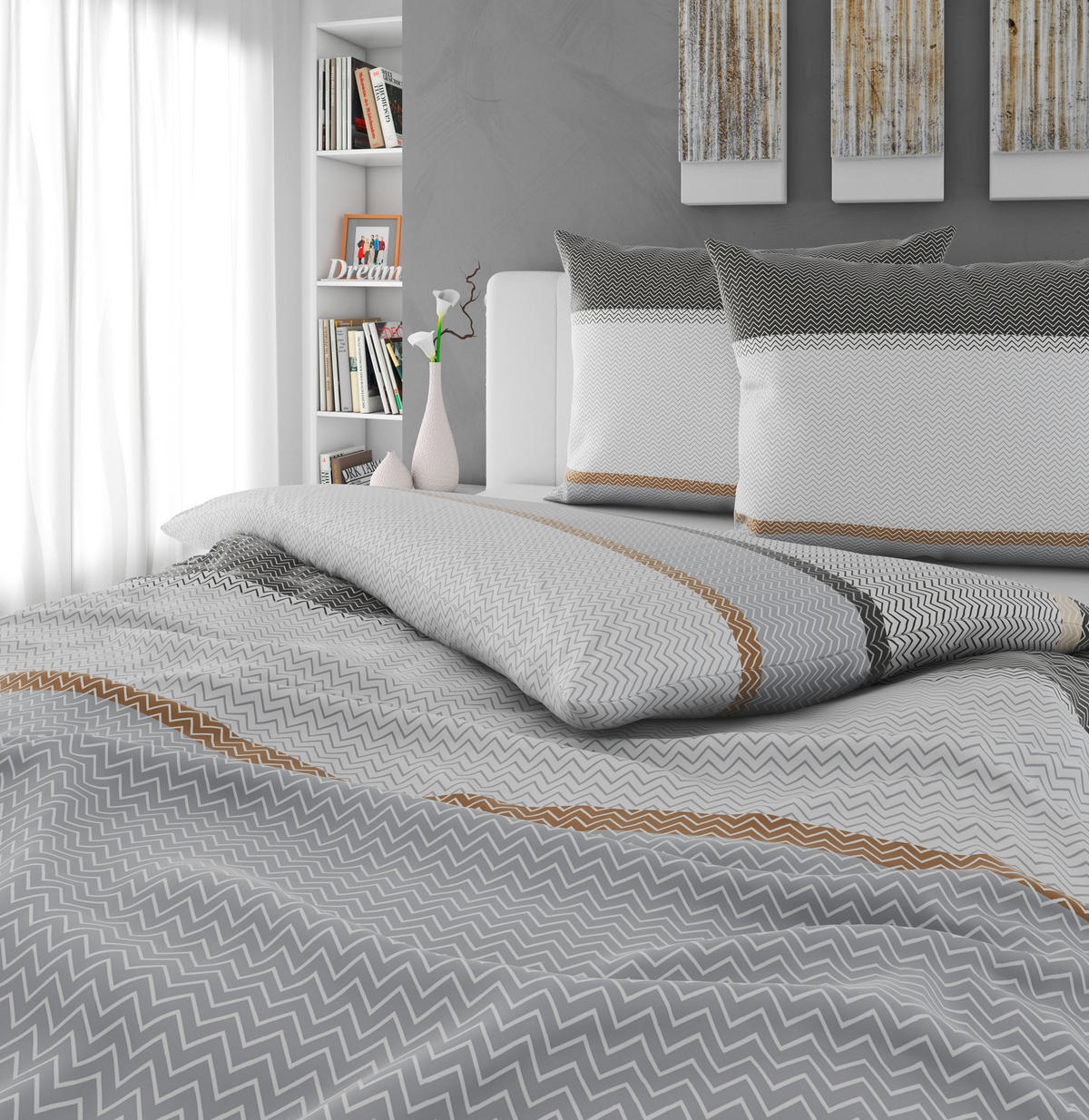 Lenjerie De Pat 220/200 cm  - gri, Konventionell, textil (220/200cm) - Novel