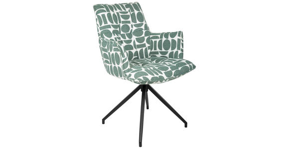 ARMLEHNSTUHL  Sitzfläche 360° drehbar, automatische Rückholfunktion Jacquard  - Schwarz/Weiß, Design, Textil/Metall (59/89,5/63cm) - Novel