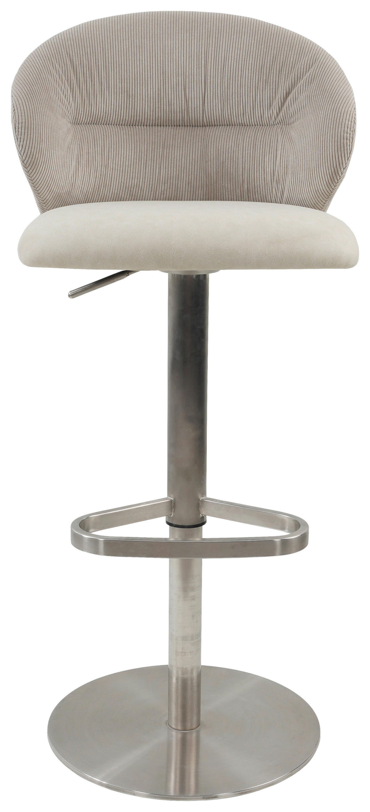 BARHOCKER Struktur Beige Edelstahl Sitzfläche 360° drehbar  - Edelstahlfarben/Beige, MODERN, Textil/Metall (56/85-111/51cm) - MID.YOU